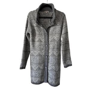 Maryline Wool Blend Multi Gray Long Cardigan Sweater Buttons Made in Italy | EUC